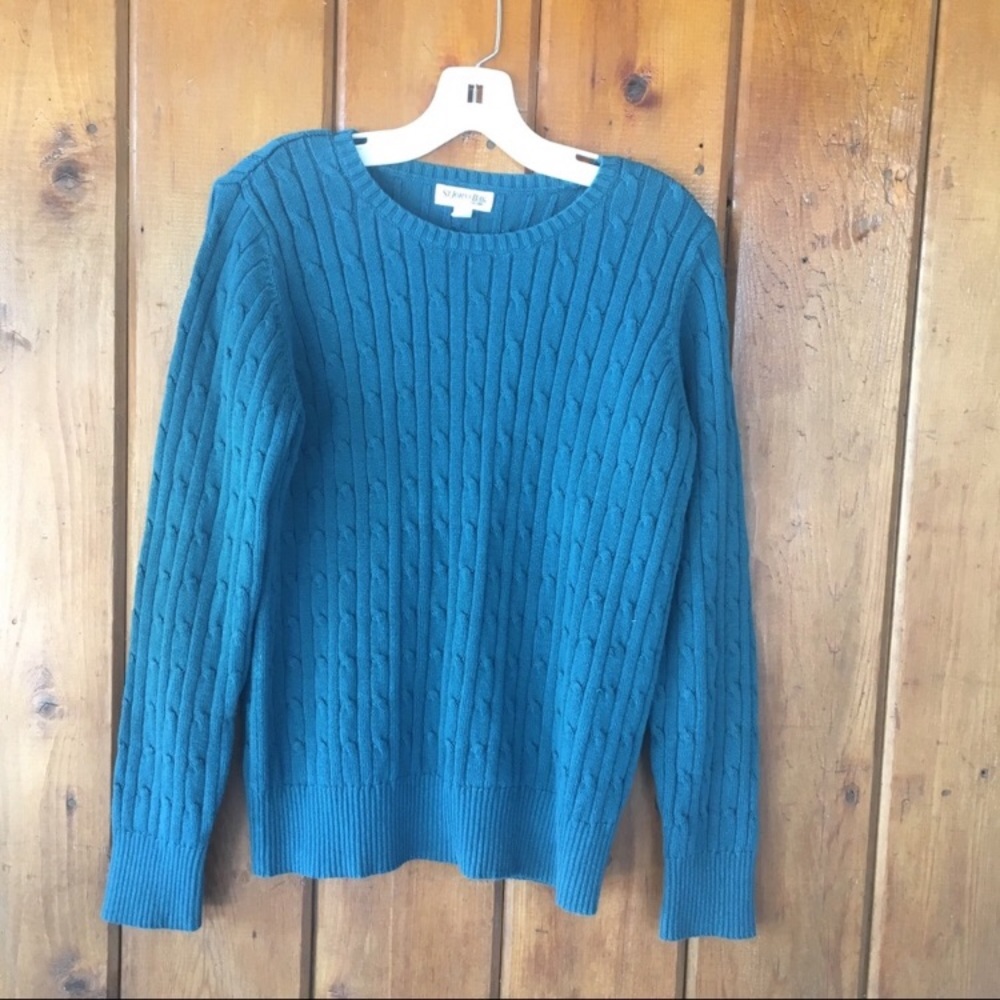 Warm crew neck pullover sweater cozy large classic